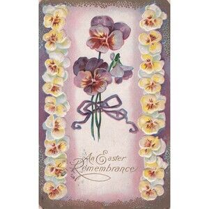Postcard antique embossed Floral Easter c1910 Mt Healthy Ohio Pansy Flowers note